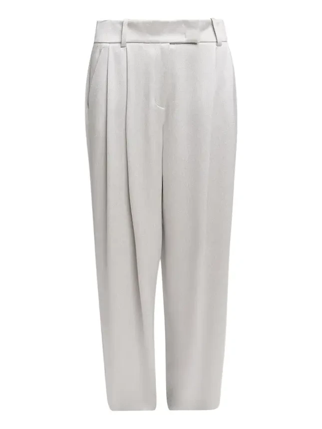 Hammered Satin Pleated Straight-Leg Trousers Hammered Satin Pleated Straight-Leg Trousers
