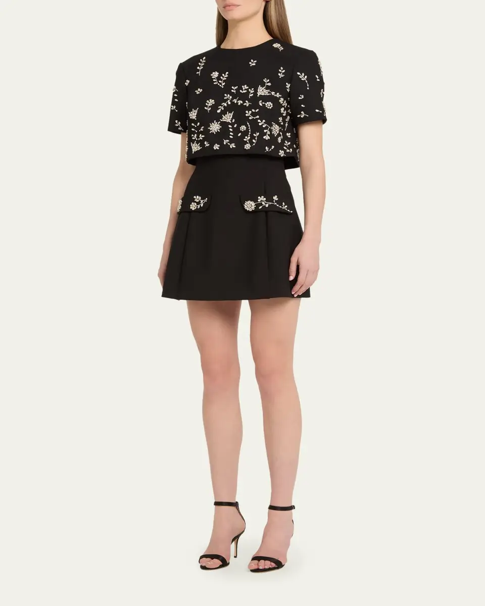 Oscar de la Renta Crystal Short-Sleeve Bolero Mini Dress | Thumbnail 4 Oscar de la Renta Crystal Short-Sleeve Bolero Mini Dress | Thumbnail 4