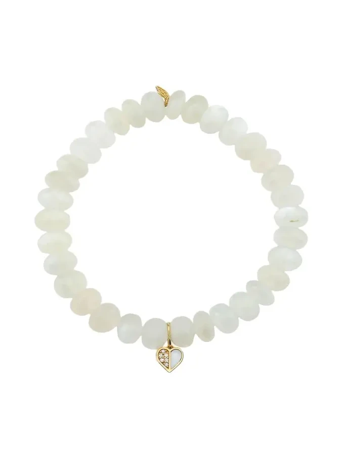 14K Half Heart Diamond and Mother-of-Pearl Bracelet