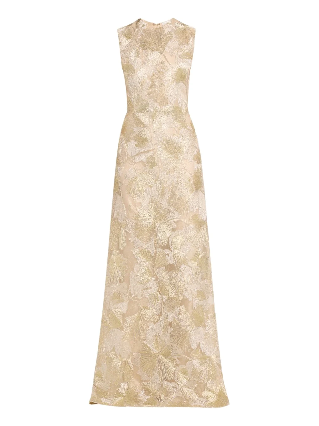 Metallic Floral Embroidered Sleeveless Gown