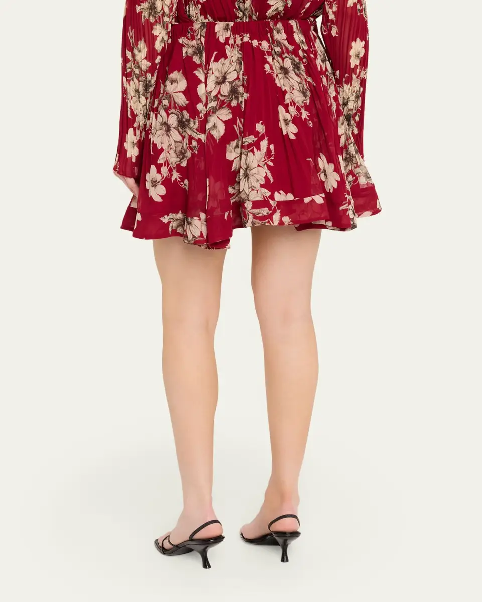 Cinq à Sept Hand-Sketched Floral Georgette Mini Skirt | Thumbnail 3 Cinq à Sept Hand-Sketched Floral Georgette Mini Skirt | Thumbnail 3