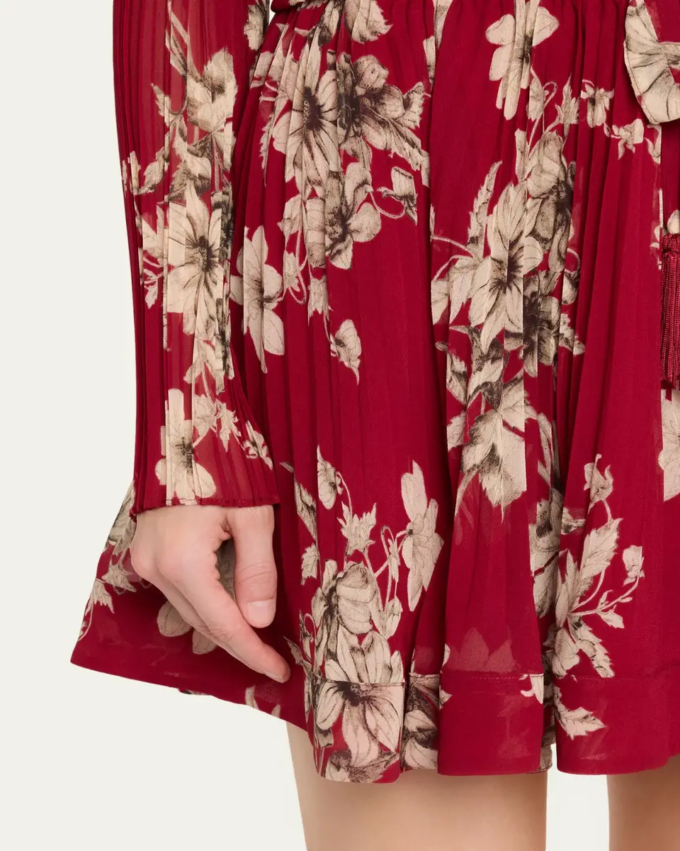 Cinq à Sept Hand-Sketched Floral Georgette Mini Skirt | Thumbnail 5 Cinq à Sept Hand-Sketched Floral Georgette Mini Skirt | Thumbnail 5