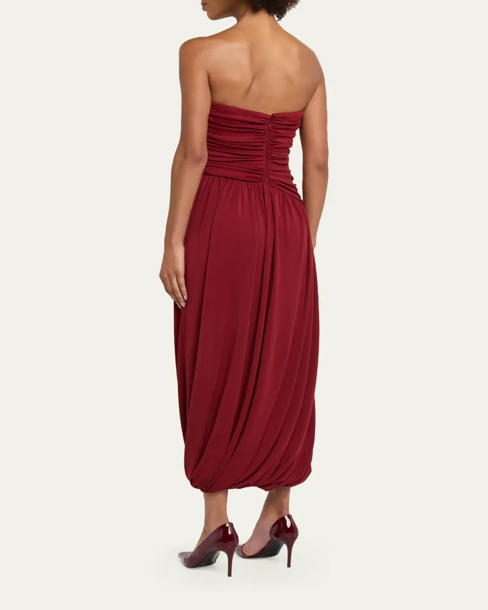 Cinq à Sept Rosine Draped Strapless Midi Dress | Thumbnail 3 Cinq à Sept Rosine Draped Strapless Midi Dress | Thumbnail 3