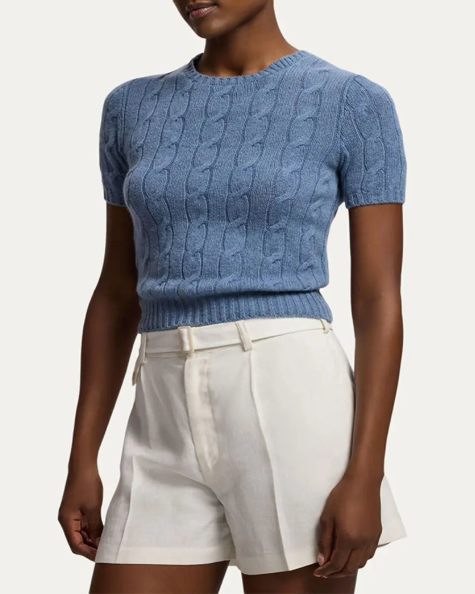 Ralph Lauren Collection Cable-Knit Cashmere Cropped Sweater | Thumbnail 4 Ralph Lauren Collection Cable-Knit Cashmere Cropped Sweater | Thumbnail 4