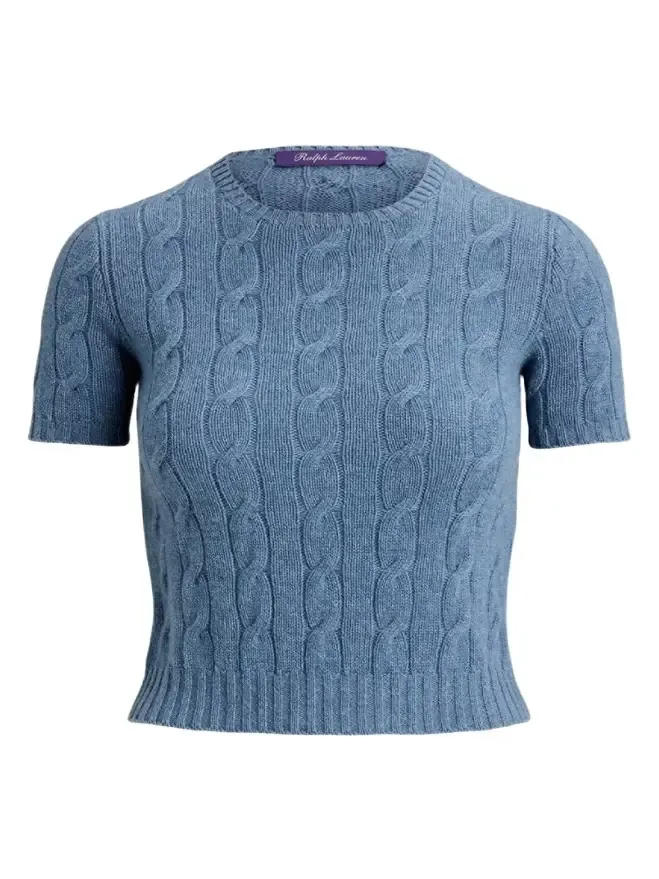 Cable-Knit Cashmere Cropped Sweater Cable-Knit Cashmere Cropped Sweater