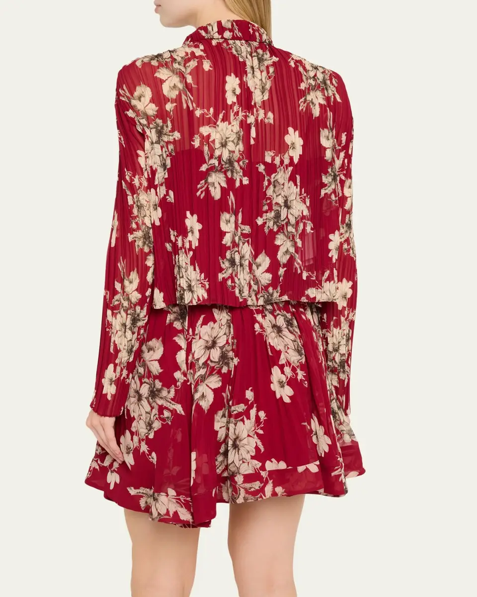 Cinq à Sept Hand-Sketched Floral Georgette Blouse | Thumbnail 3