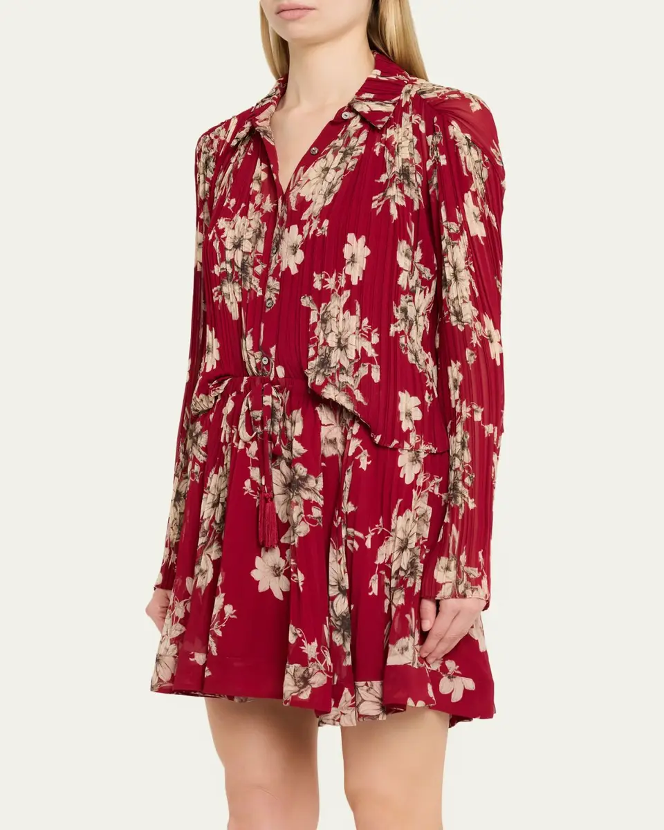 Cinq à Sept Hand-Sketched Floral Georgette Blouse | Thumbnail 4