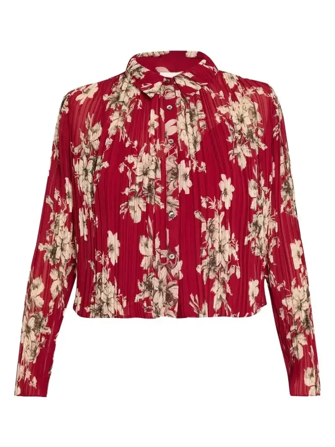 Hand-Sketched Floral Georgette Blouse