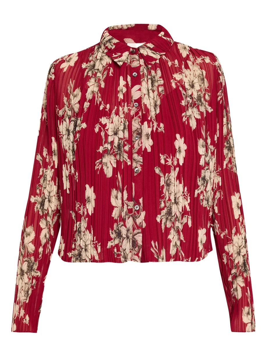 Hand-Sketched Floral Georgette Blouse