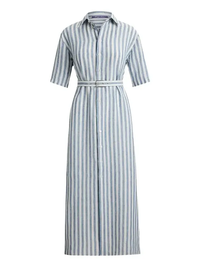 Carol Striped Linen Day Dress Carol Striped Linen Day Dress