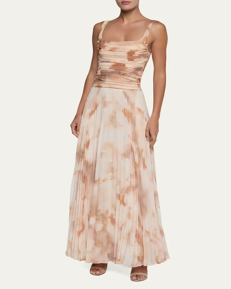 L'Agence Rasha Watercolor-Print Ruched Tank | Thumbnail 2 L'Agence Rasha Watercolor-Print Ruched Tank | Thumbnail 2