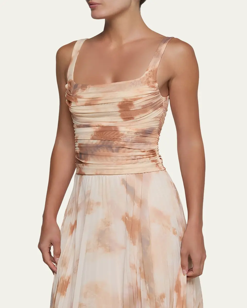 L'Agence Rasha Watercolor-Print Ruched Tank | Thumbnail 4 L'Agence Rasha Watercolor-Print Ruched Tank | Thumbnail 4