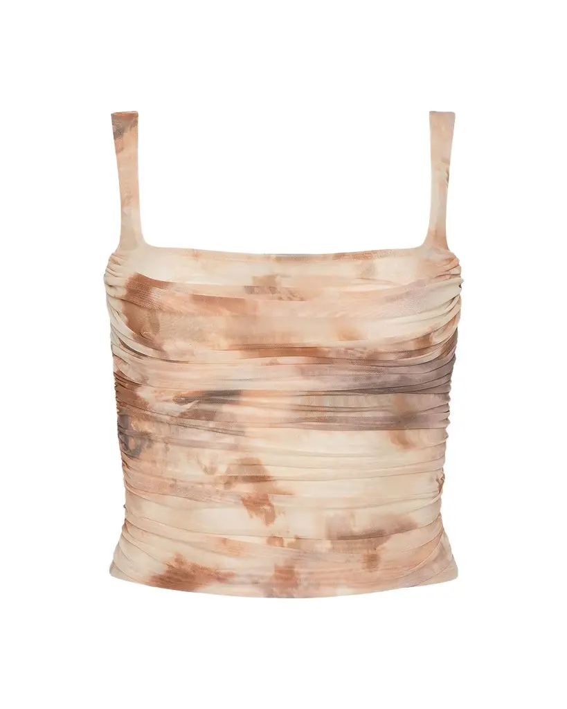 L'Agence Rasha Watercolor-Print Ruched Tank | Image 1 L'Agence Rasha Watercolor-Print Ruched Tank | Image 1