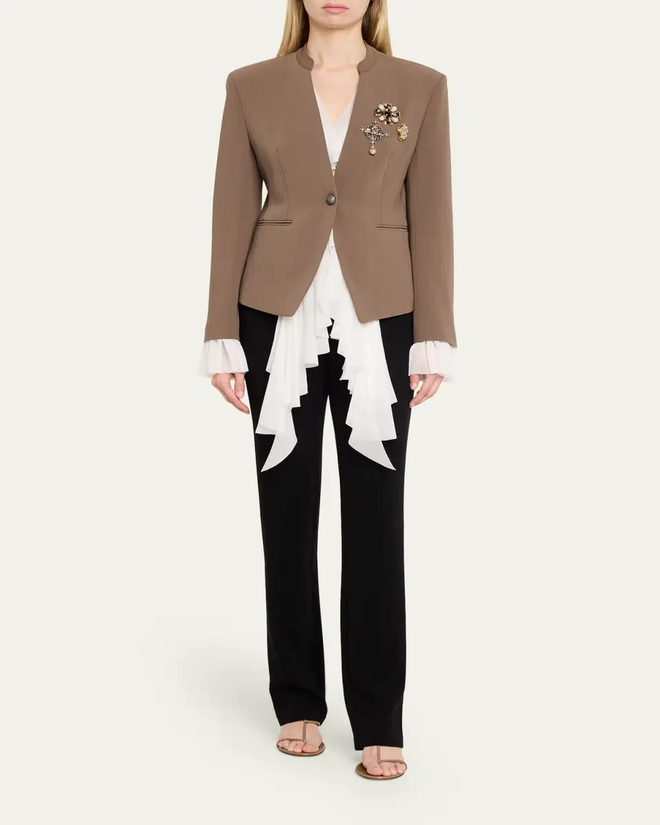 Cinq à Sept Maren Georgette-Trim Crepe Blazer | Thumbnail 2