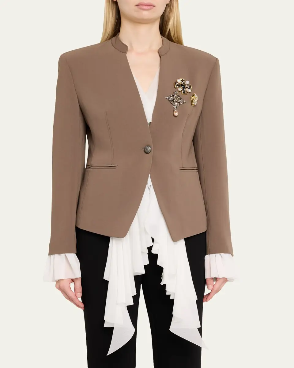 Cinq à Sept Maren Georgette-Trim Crepe Blazer | Thumbnail 4