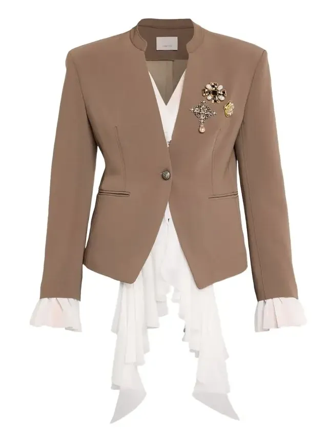 Maren Georgette-Trim Crepe Blazer Maren Georgette-Trim Crepe Blazer
