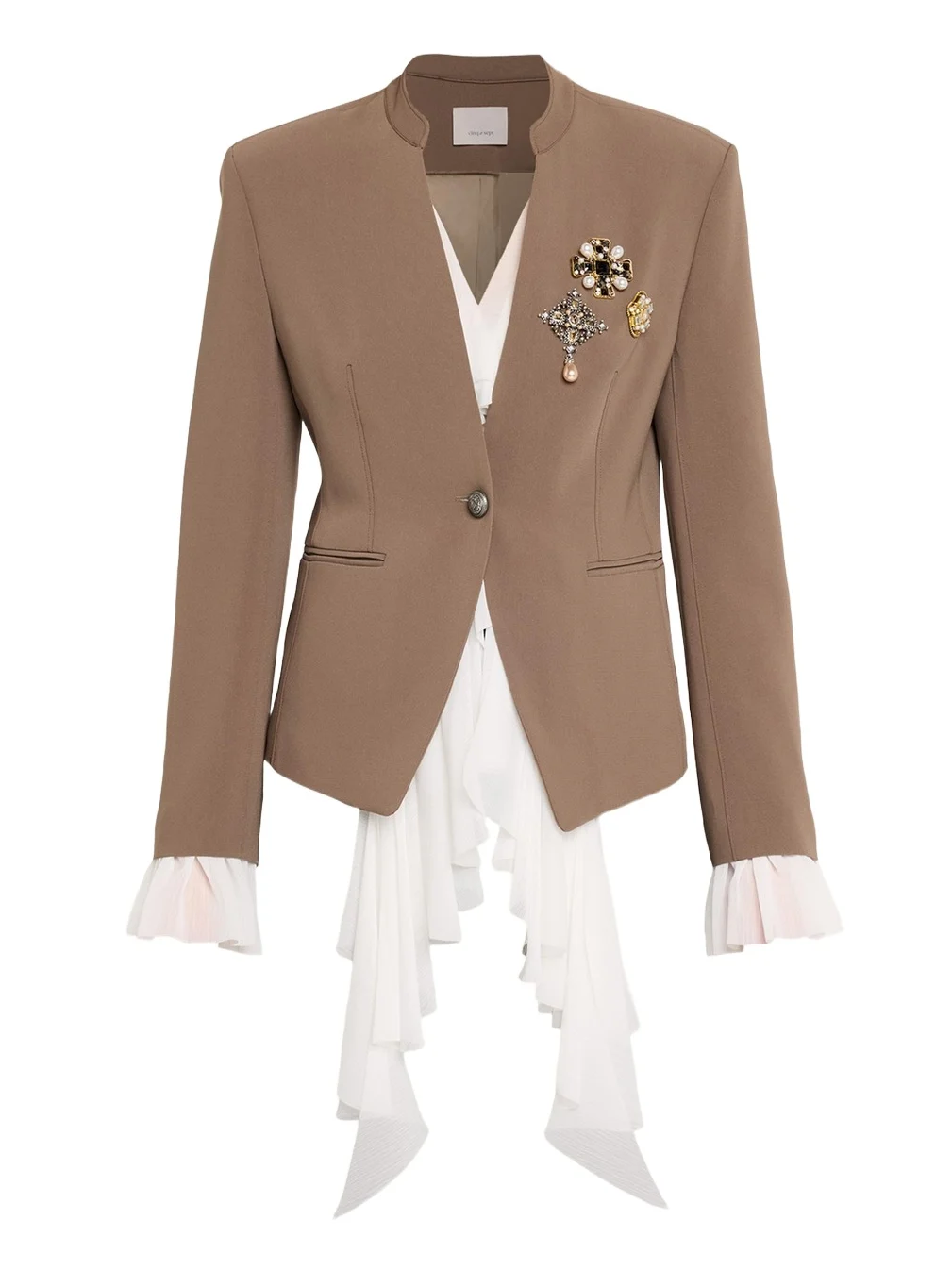 Maren Georgette-Trim Crepe Blazer Maren Georgette-Trim Crepe Blazer