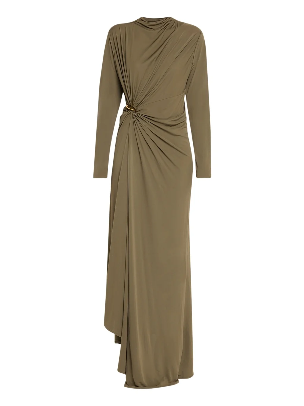 Long-Sleeve Draped Matte Crepe Maxi Dress Long-Sleeve Draped Matte Crepe Maxi Dress