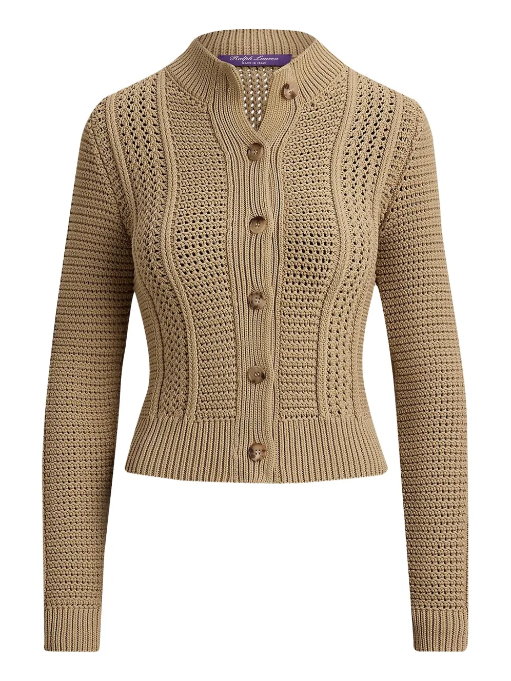 Cotton-Blend Mockneck Cardigan Cotton-Blend Mockneck Cardigan