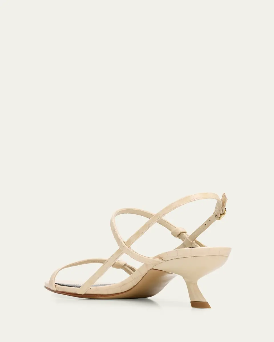 Alexandre Birman 50mm Slim Clarita Croc-Embossed Leather Sandals | Thumbnail 2