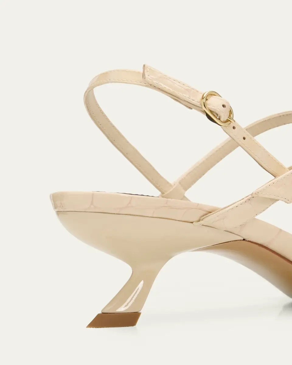 Alexandre Birman 50mm Slim Clarita Croc-Embossed Leather Sandals | Thumbnail 3