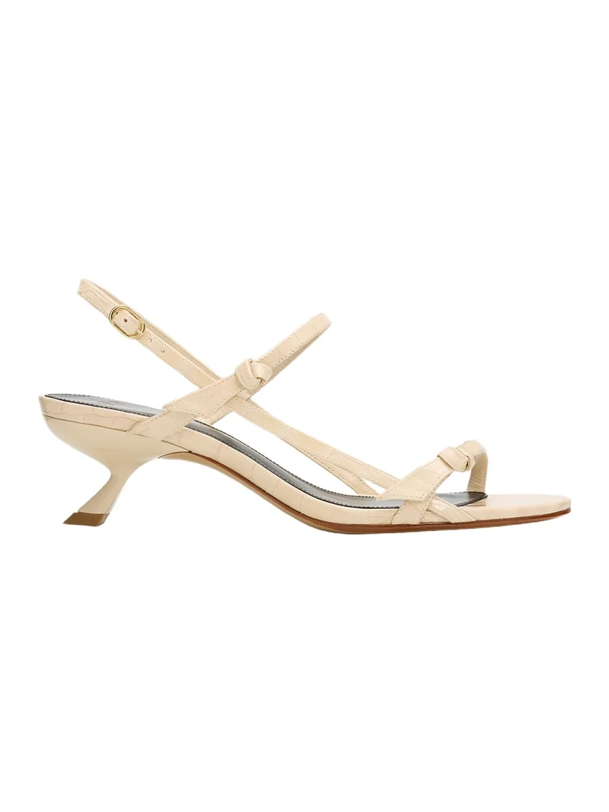 50mm Slim Clarita Croc-Embossed Leather Sandals