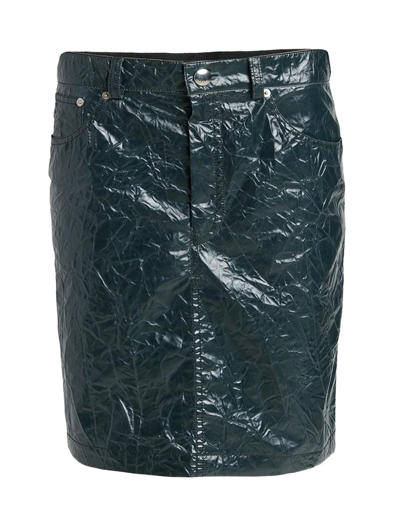 Crinkled Faux-Leather Knee-Length Skirt Crinkled Faux-Leather Knee-Length Skirt