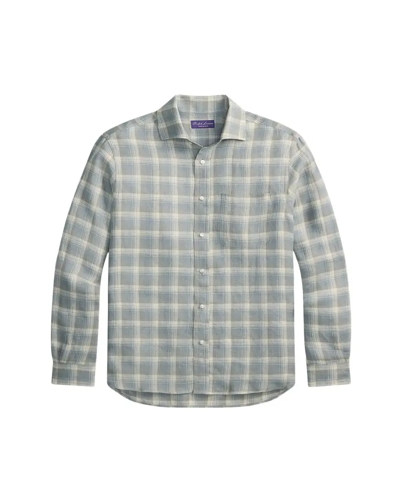 Ralph Lauren Purple Label Men's Twill Plaid Pocket Button-Down Shirt | Image 1 Ralph Lauren Purple Label Men's Twill Plaid Pocket Button-Down Shirt | Image 1
