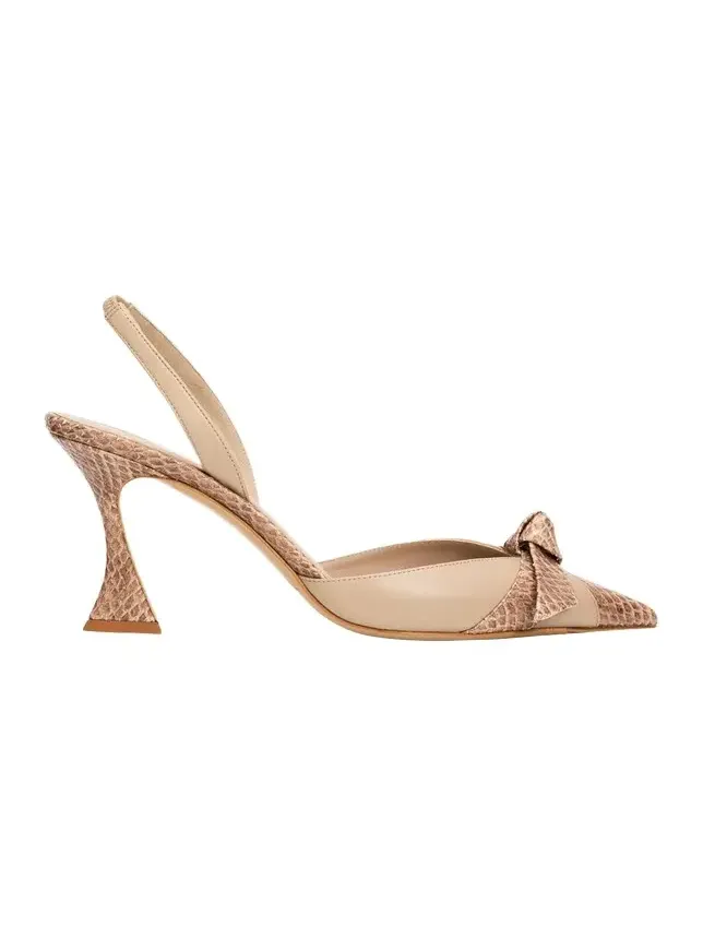 85mm Clarita Mixed Leather Slingback Pumps