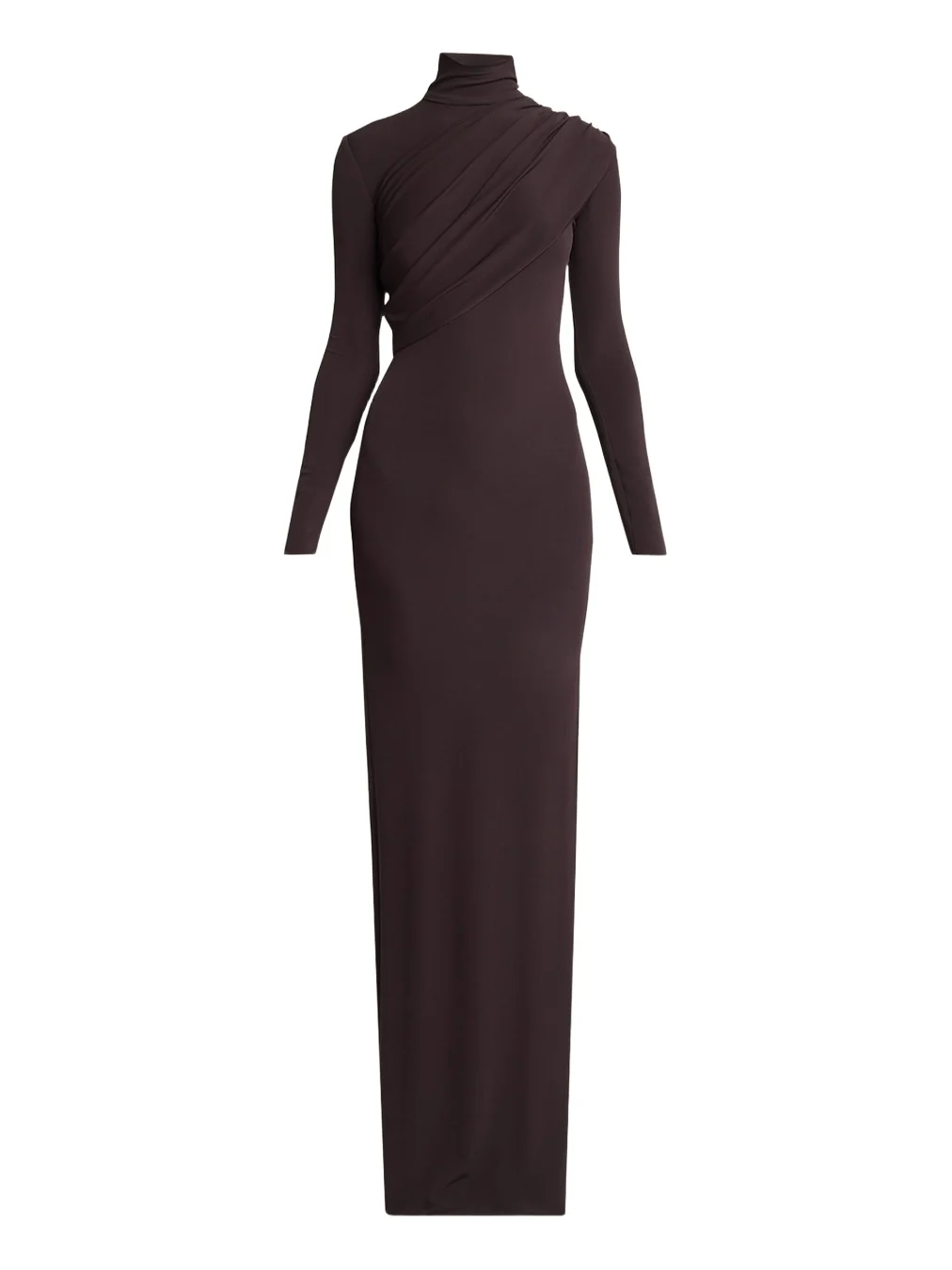 Courrèges Turtleneck Twisted Jersey Long-Sleeve Gown