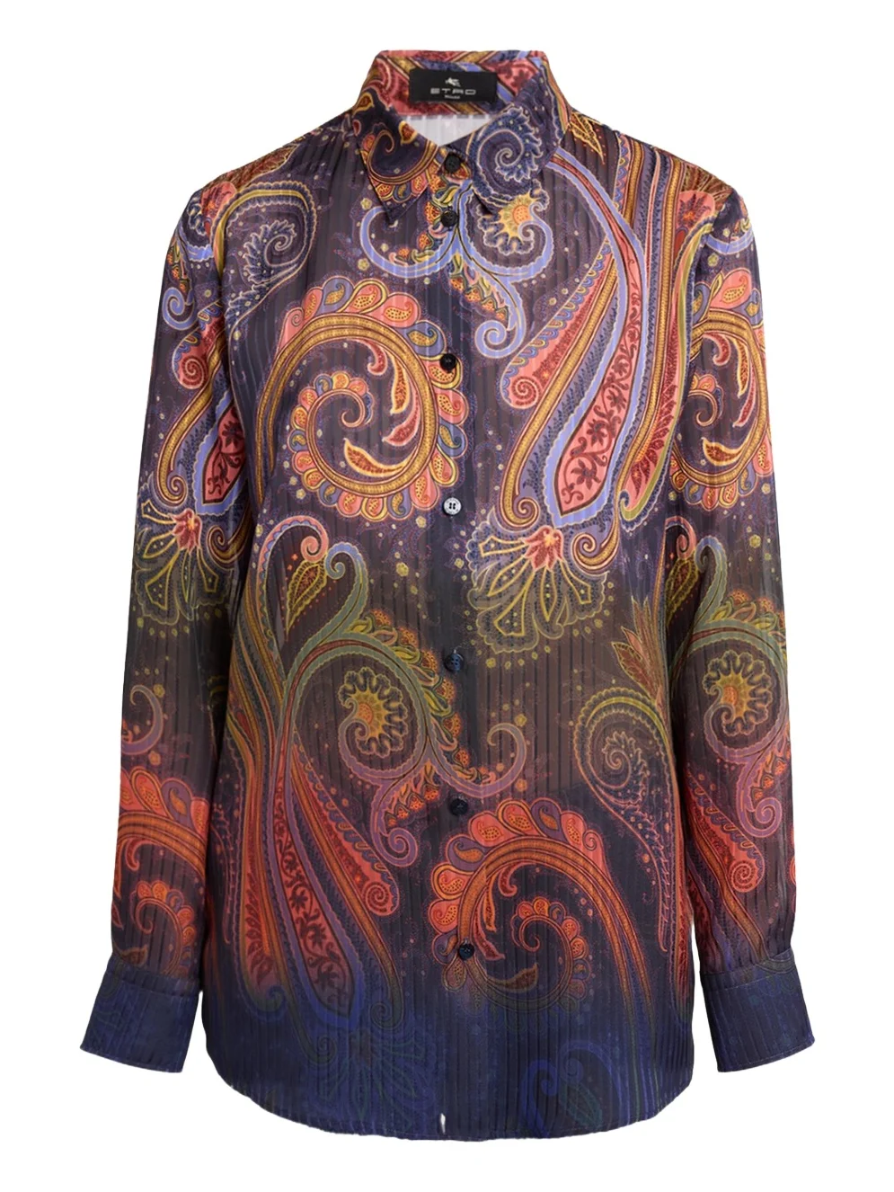 Ombre Paisley-Print Chiffon Button-Down Shirt Ombre Paisley-Print Chiffon Button-Down Shirt