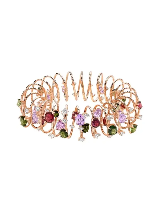 18K Gold and Titanium Coiled Gemstone Bracelet 18K Gold and Titanium Coiled Gemstone Bracelet