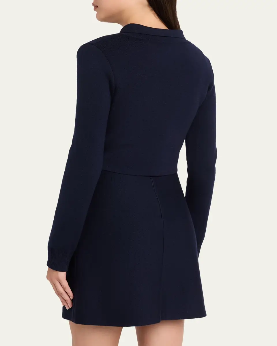 Oscar de la Renta Floral Embroidered Wool Crop Collared Cardigan | Thumbnail 3 Oscar de la Renta Floral Embroidered Wool Crop Collared Cardigan | Thumbnail 3