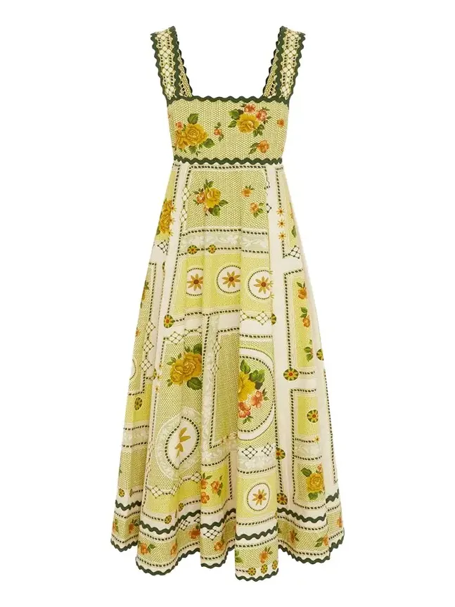 Dixie Floral-Print Cotton Poplin Maxi Dress