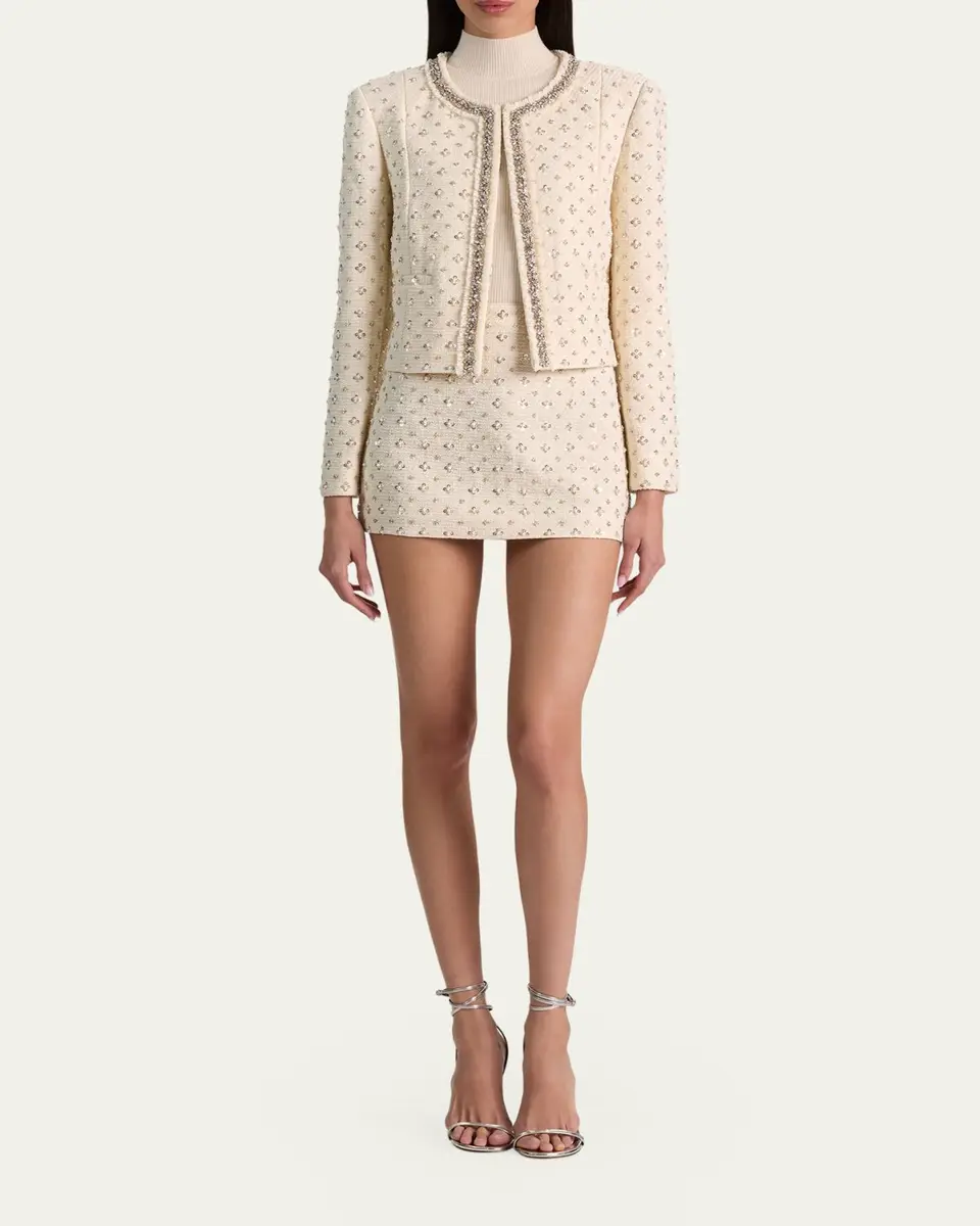 Alice + Olivia Rubi Low-Rise Embellished Tweed Mini Skirt | Thumbnail 2 Alice + Olivia Rubi Low-Rise Embellished Tweed Mini Skirt | Thumbnail 2
