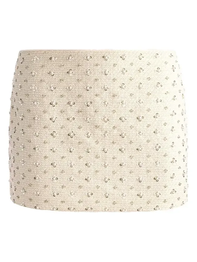 Rubi Low-Rise Embellished Tweed Mini Skirt