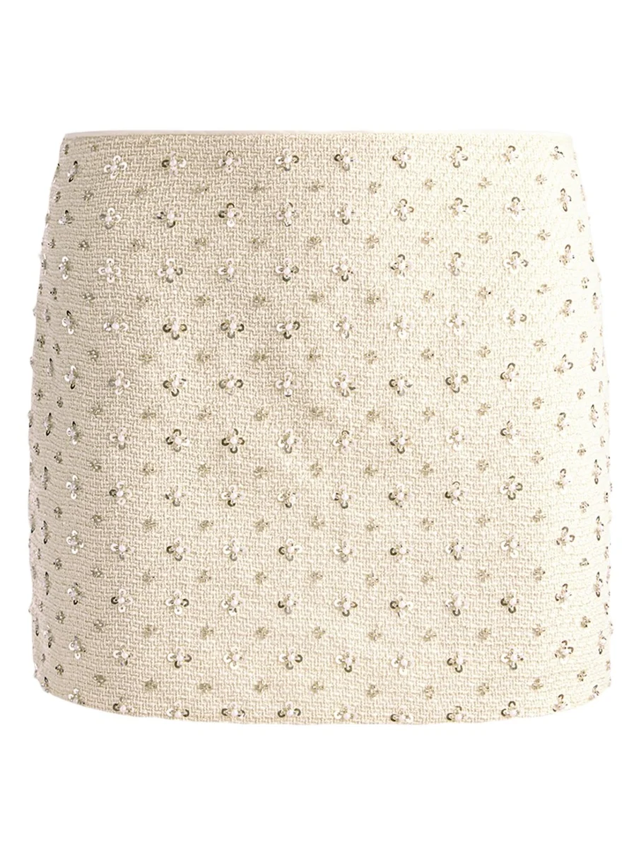 Rubi Low-Rise Embellished Tweed Mini Skirt Rubi Low-Rise Embellished Tweed Mini Skirt