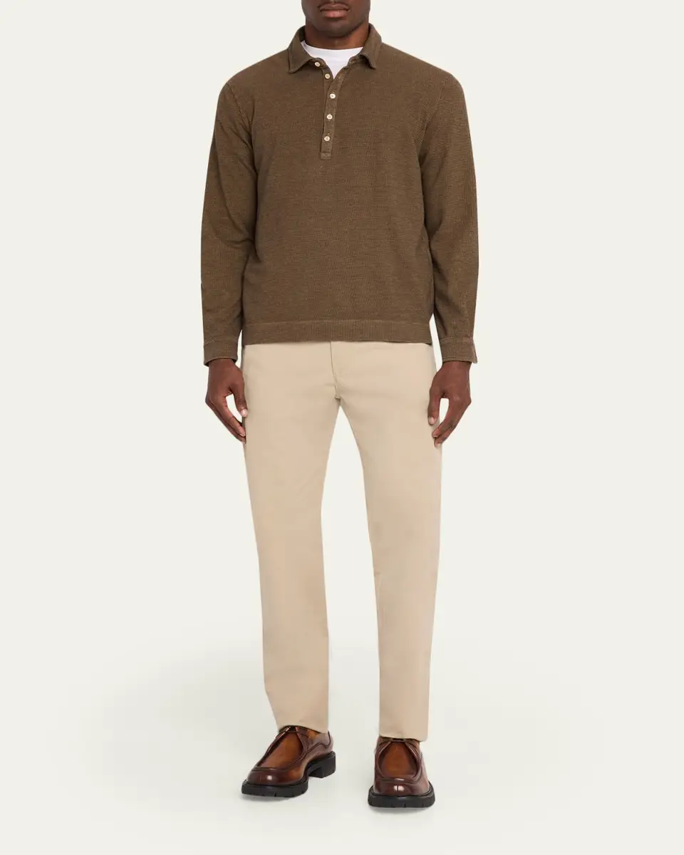 Massimo Alba Men's Raya Cotton-Cashmere Long-Sleeve Polo Shirt | Thumbnail 2