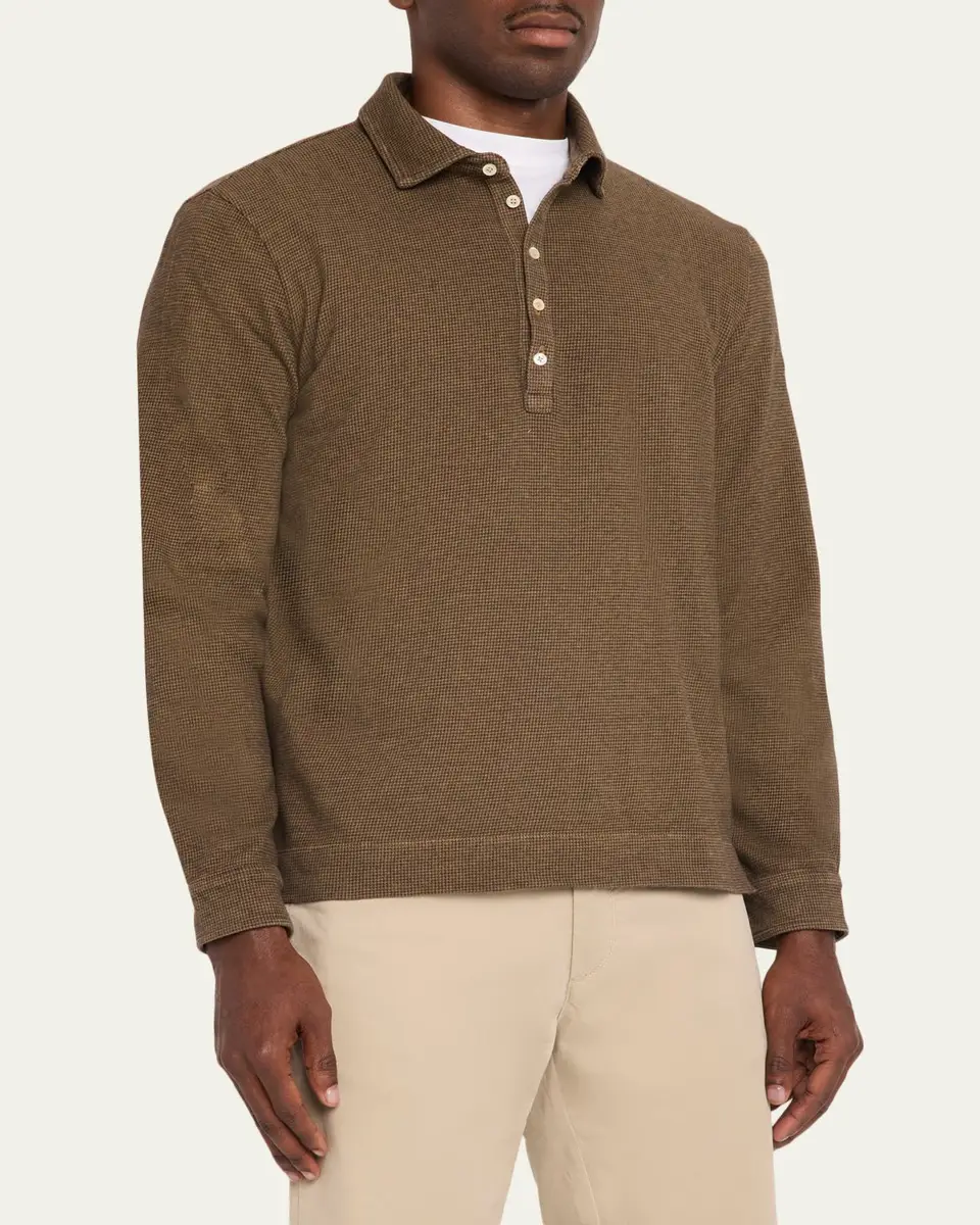 Massimo Alba Men's Raya Cotton-Cashmere Long-Sleeve Polo Shirt | Thumbnail 4