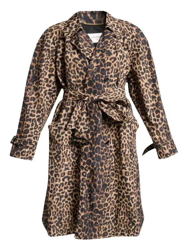 Saint Laurent Leopard-Print Nylon Trench Coat