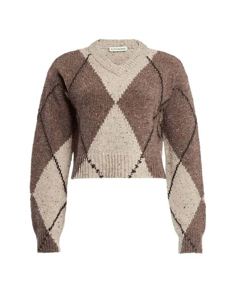 Altuzarra Parish Argyle V-Neck Sweater | Image 1 Altuzarra Parish Argyle V-Neck Sweater | Image 1