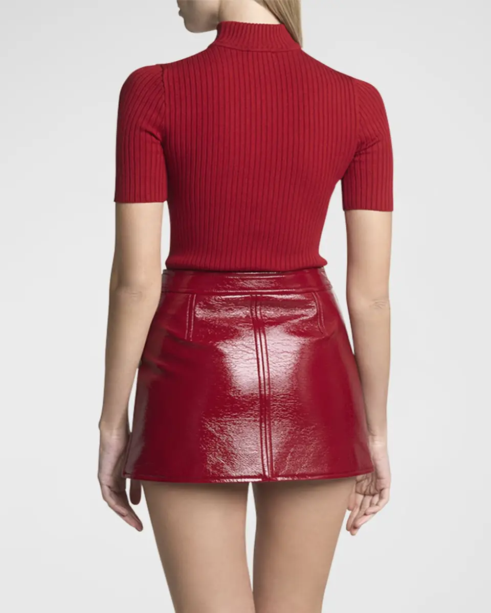 Courrèges Mock-Neck Short-Sleeve Rib Pullover | Thumbnail 7
