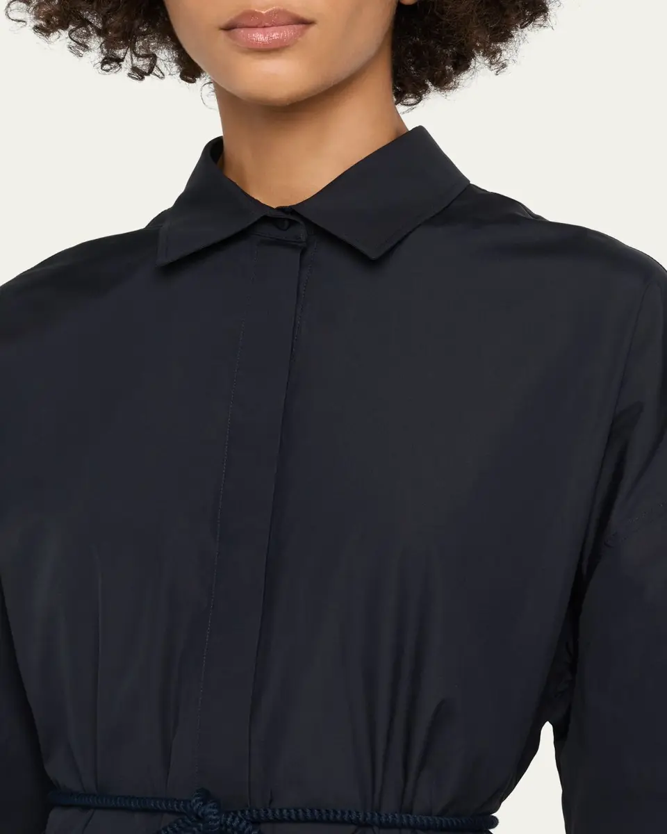 Max Mara Mancora Belted 3/4-Sleeve Cotton Button-Down Shirt | Thumbnail 5