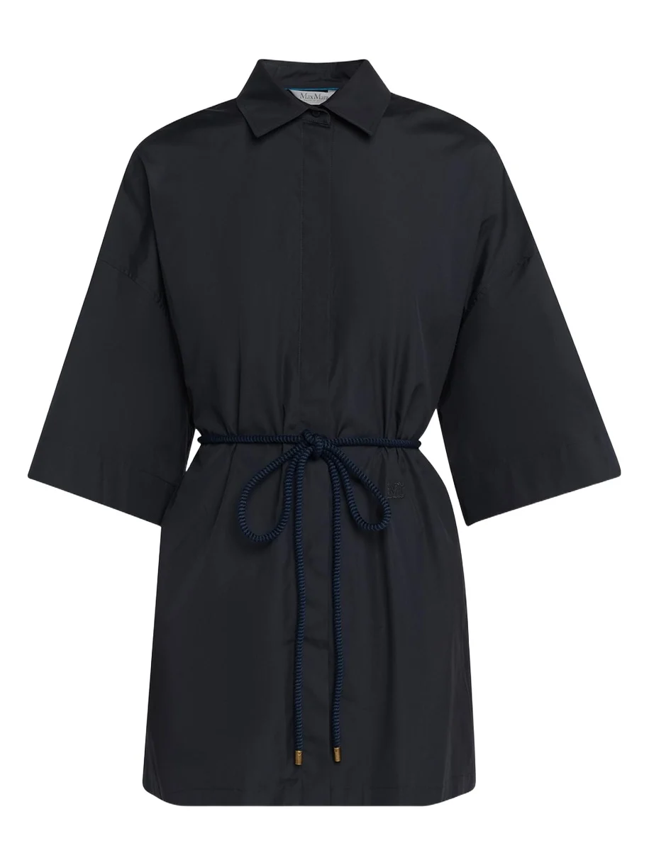 Max Mara Mancora Belted 3/4-Sleeve Cotton Button-Down Shirt
