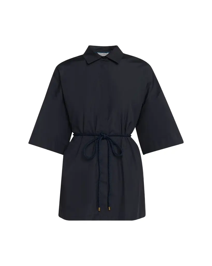 Max Mara Mancora Belted 3/4-Sleeve Cotton Button-Down Shirt | Image 1 Max Mara Mancora Belted 3/4-Sleeve Cotton Button-Down Shirt | Image 1