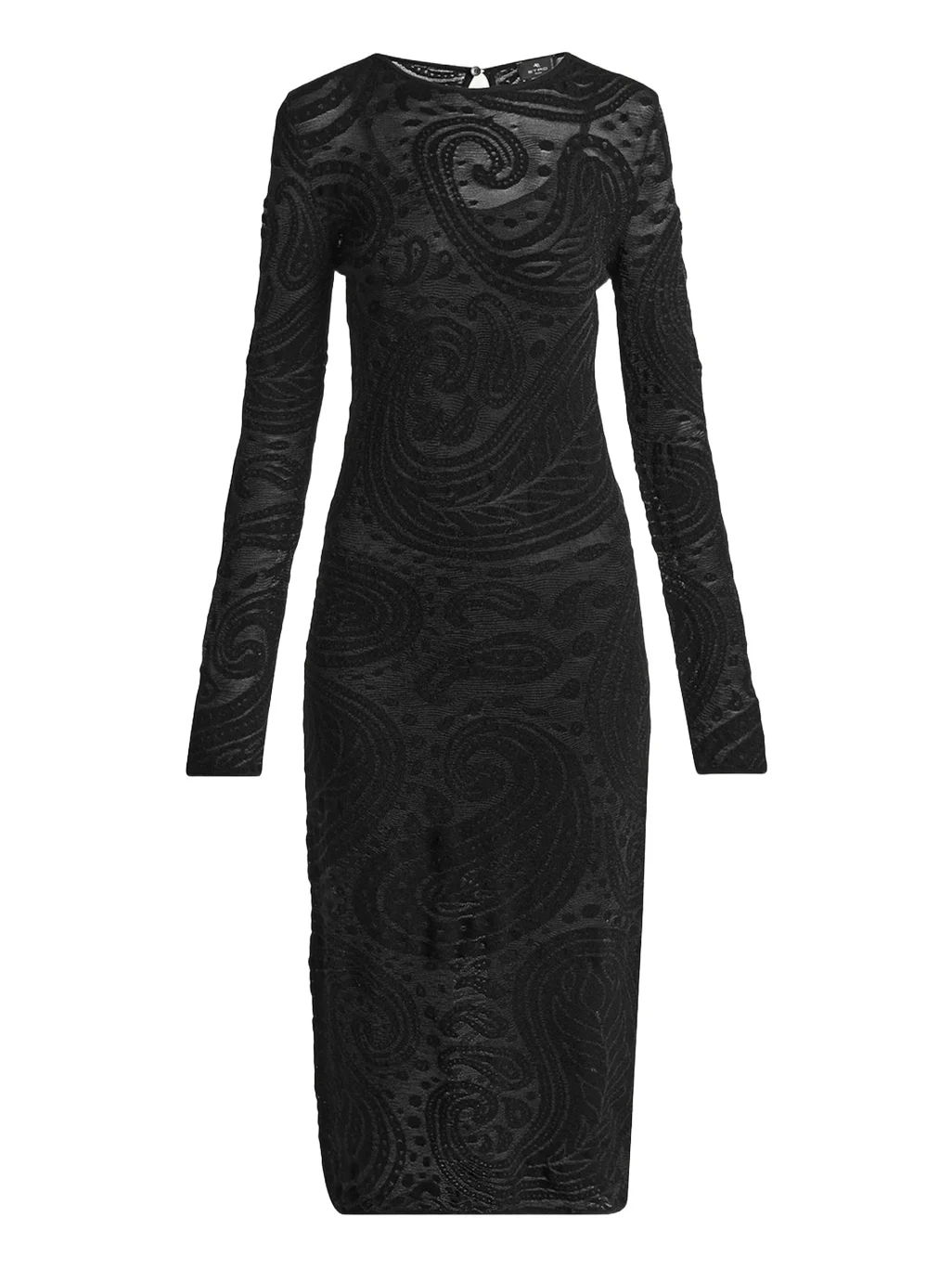 Sheer Paisley Knit Long-Sleeve Midi Dress Sheer Paisley Knit Long-Sleeve Midi Dress