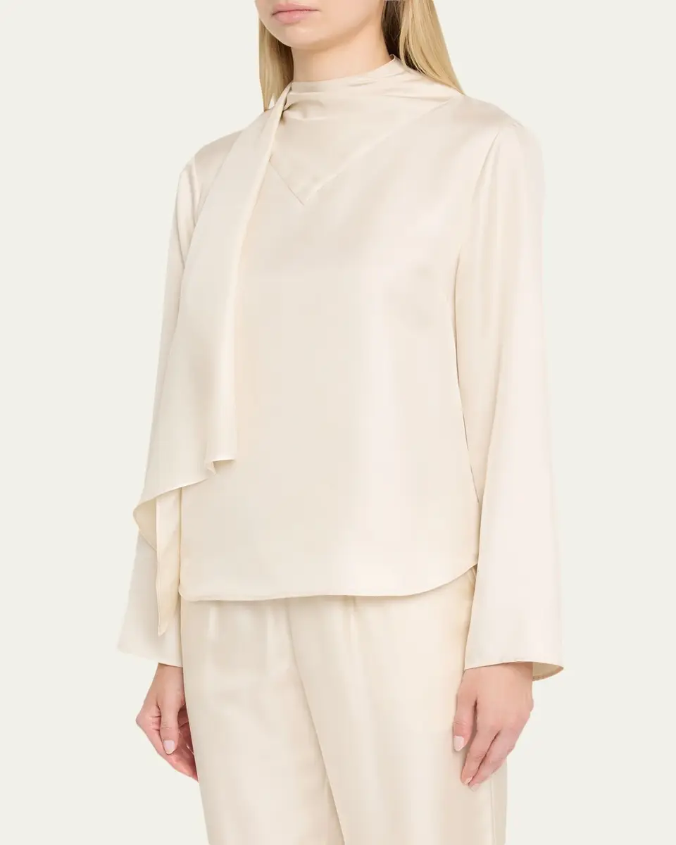 Loulou de Saison Gala Silk Scarf-Neck Blouse | Thumbnail 4 Loulou de Saison Gala Silk Scarf-Neck Blouse | Thumbnail 4