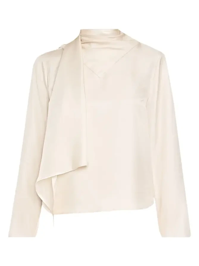 Gala Silk Scarf-Neck Blouse