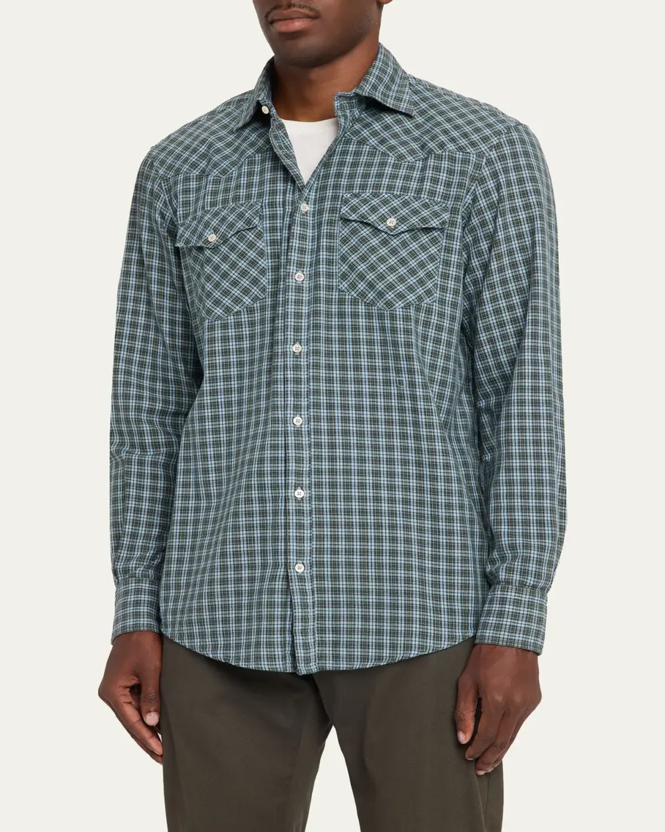 Massimo Alba Men's Check Cotton Arizona Shirt | Thumbnail 4 Massimo Alba Men's Check Cotton Arizona Shirt | Thumbnail 4