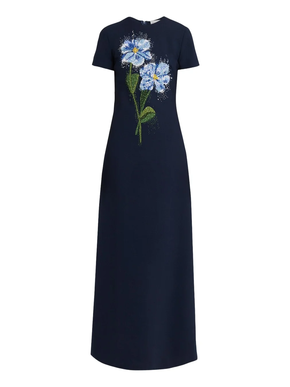 Floral Beaded Short-Sleeve A-Line Gown Floral Beaded Short-Sleeve A-Line Gown